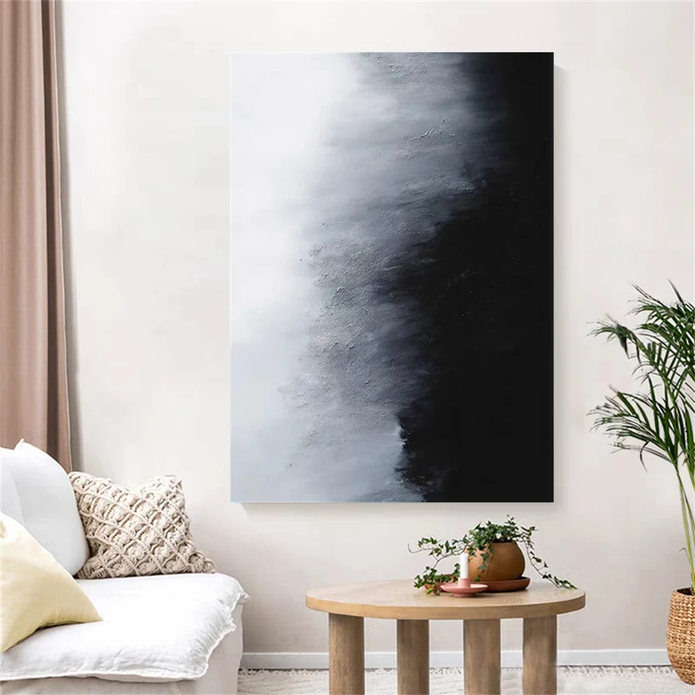 Abstract Dark River Pattern Handmade Rock Texture Wall Art Decor Canvas Art Modern Hand Painted Oil Painting Living Room Mural