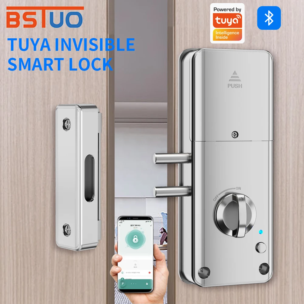Support Tuya App Bluetooth to Wifi Electronic Lock Handle Smart Home Remotely Unlock Door Lock for Hotel/ Apartment/Guesthouse