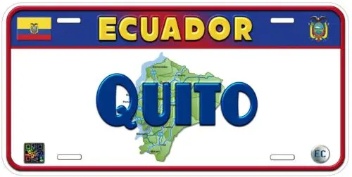 Ecuador Quito Novedad personalizada Etiqueta de coche Placa de matrícula de aluminio