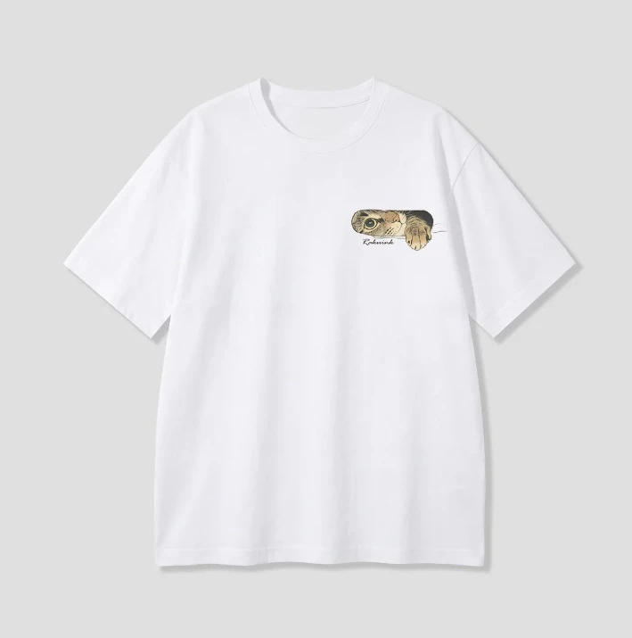 Koreanisches T-Shirt mit Aufdruck „Annoyed Cat Go Away“ mit kurzen Ärmeln, niedliches Line-Art-Katzen-Meme-Grafik-Casual-Streetwear für Damen und Herren – Detail 2