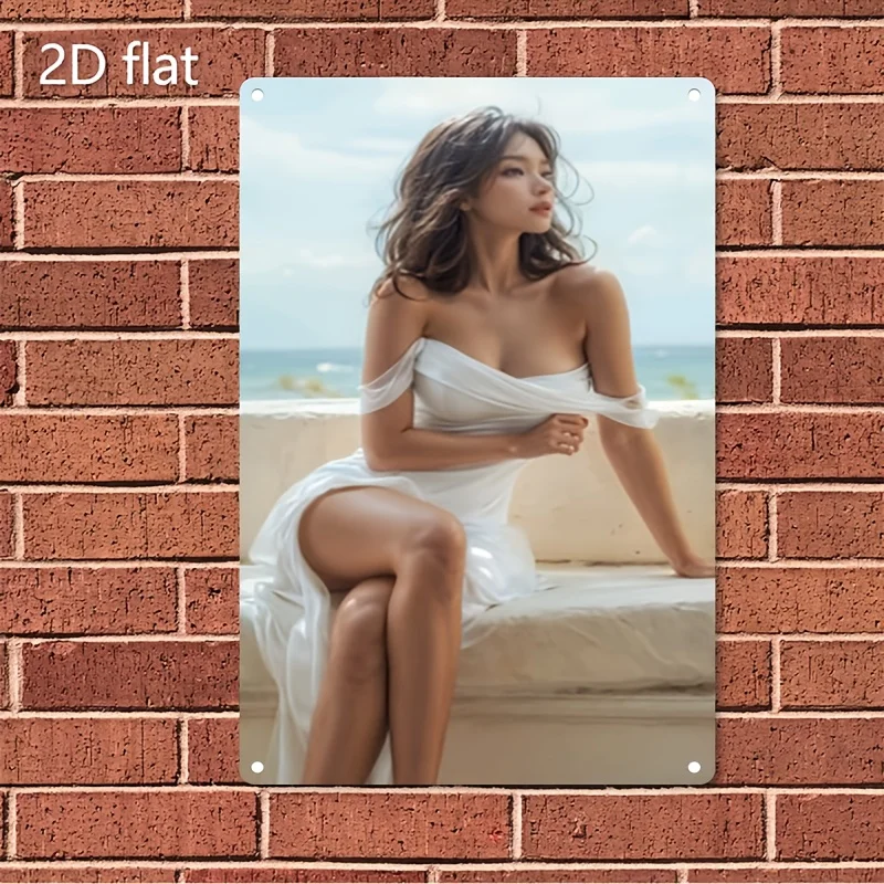 

Elegant White Dress Woman Metal Tin Sign 8x12 Inch, Heavy Duty Iron Wall Art for Home Office Cafe Bar - Waterproof Vintage Decor