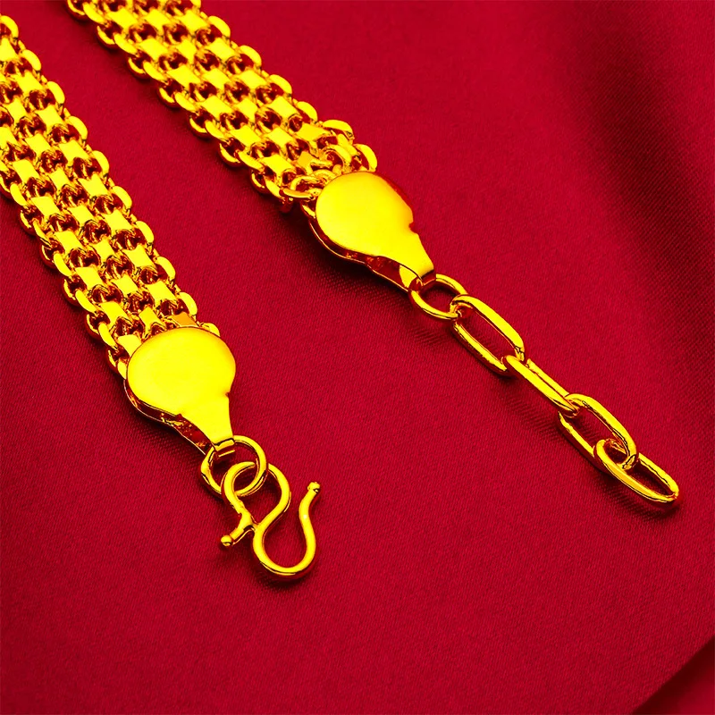 

Wide Flat Bracelet Unisex 24K Gold AU999 - Wide flat shape, solid texture, versatile style, for daily wearing