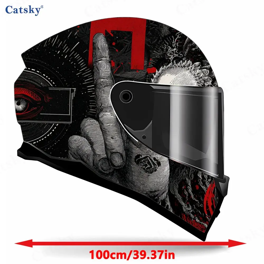 Bizarre Red-eyed Pattern Helmet stickers , PVC Material Multifunctional Helmet Stickers, Scratch-Resistant & Fade-Proof, Easy to