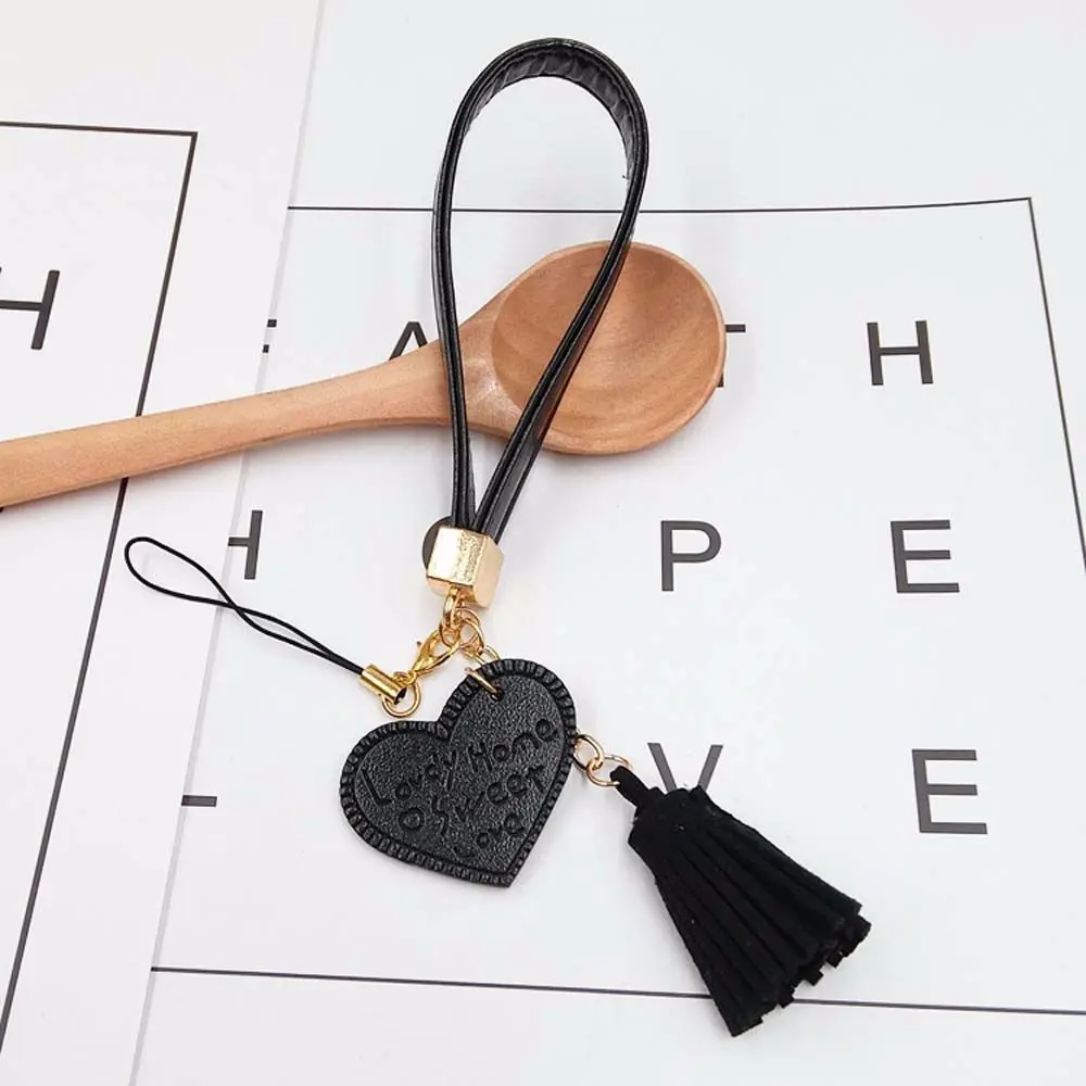 

Tassel Love Heart Hanging Cord Hang Rope PU Leather Rope Mobile Phone Strap Keychain Mobile Phone Lanyard Cell Phone Lanyard