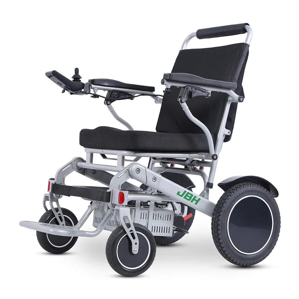 Silla de Ruedas Eléctrica Ligera de Aleación de Aluminio con Respaldo Ajustable y Cajón para Batería - JBH D10 para Cuidado en el Hogar