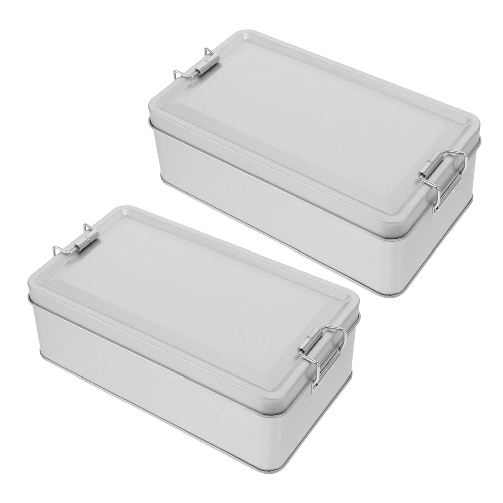 

2 Pcs Cookies Iron Box Birthday Tin Jars Candy Party Favors Cake Storage Silver Bakery Boxes for