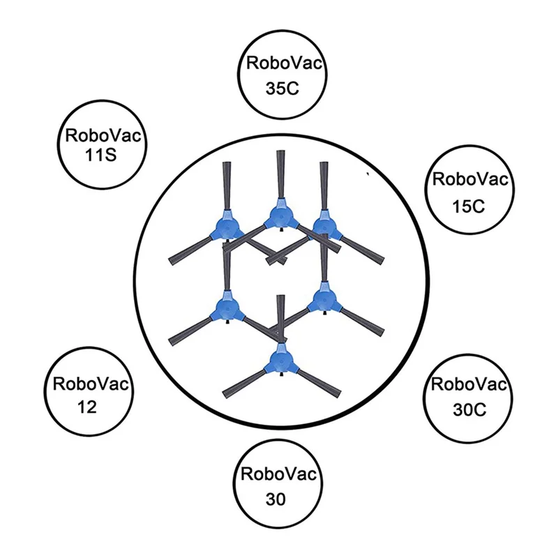 【Must-Haves】 Adequado para Eufy Robovac 11S Robovac 12 Robovac 15C Robovac 30 Robovac 30 Robovac 35C Vácuo 12 Pack Escova Lateral