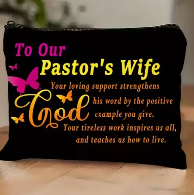 Bolsa de Maquillaje Chic para Esposa de Pastor, Ideal para Viajes y Uso Diario, Divertida, para Cumpleaños, Bodas, Aniversarios, Bolsa de Maquillaje Conmemorativa