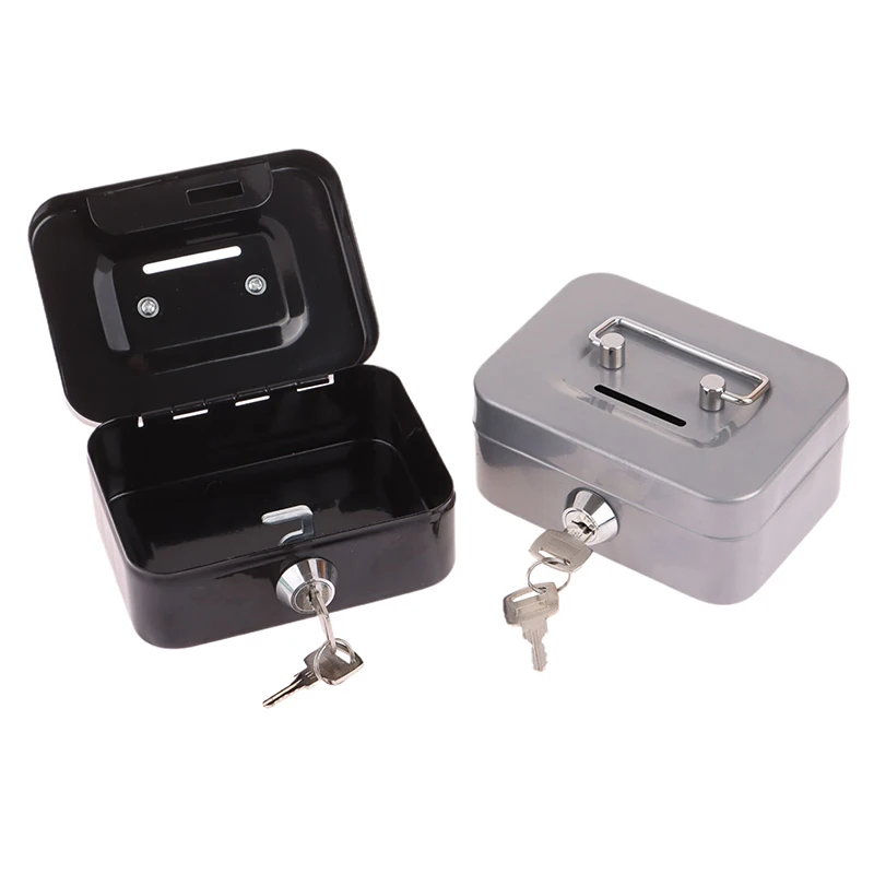 Lockable Money Safe Box, Mini Cash Box, Metal Key Money Bank, Pequeno Lock Box de segurança, Portátil, Resistente, Caixas de moedas