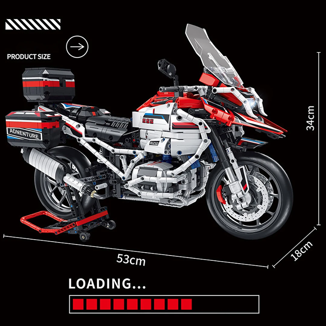 Bloco de Motocicleta para Crianças, Montagem Tecnológica, Desenho Eletrônico, High TechToys, Presentes de Natal, Prata e Branco, 2625 PCs