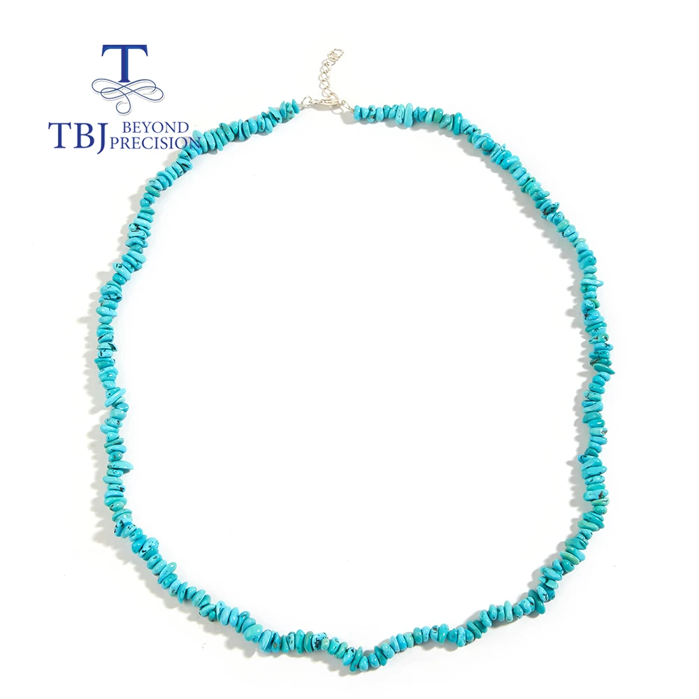 Luxury design silver necklace for ladies Natural turquoise December Birthstone Healing Gemstone Handmade jewelry holiday gift