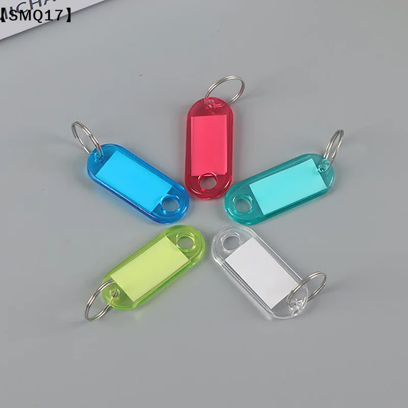 10pcs/lot Crystal Clear Plastic Key Tag With Split Ring Label Double Sided Display Window DIY Keychain Kit Craft Material【SMQ】