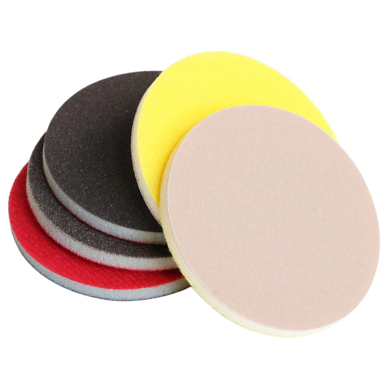 

5 шт., 3-дюймовый губчатый шлифовальный диск, пенопластовый крючок и петля, круглая наждачная бумага, зернистость 150-800, эластичная полировка для шлифования