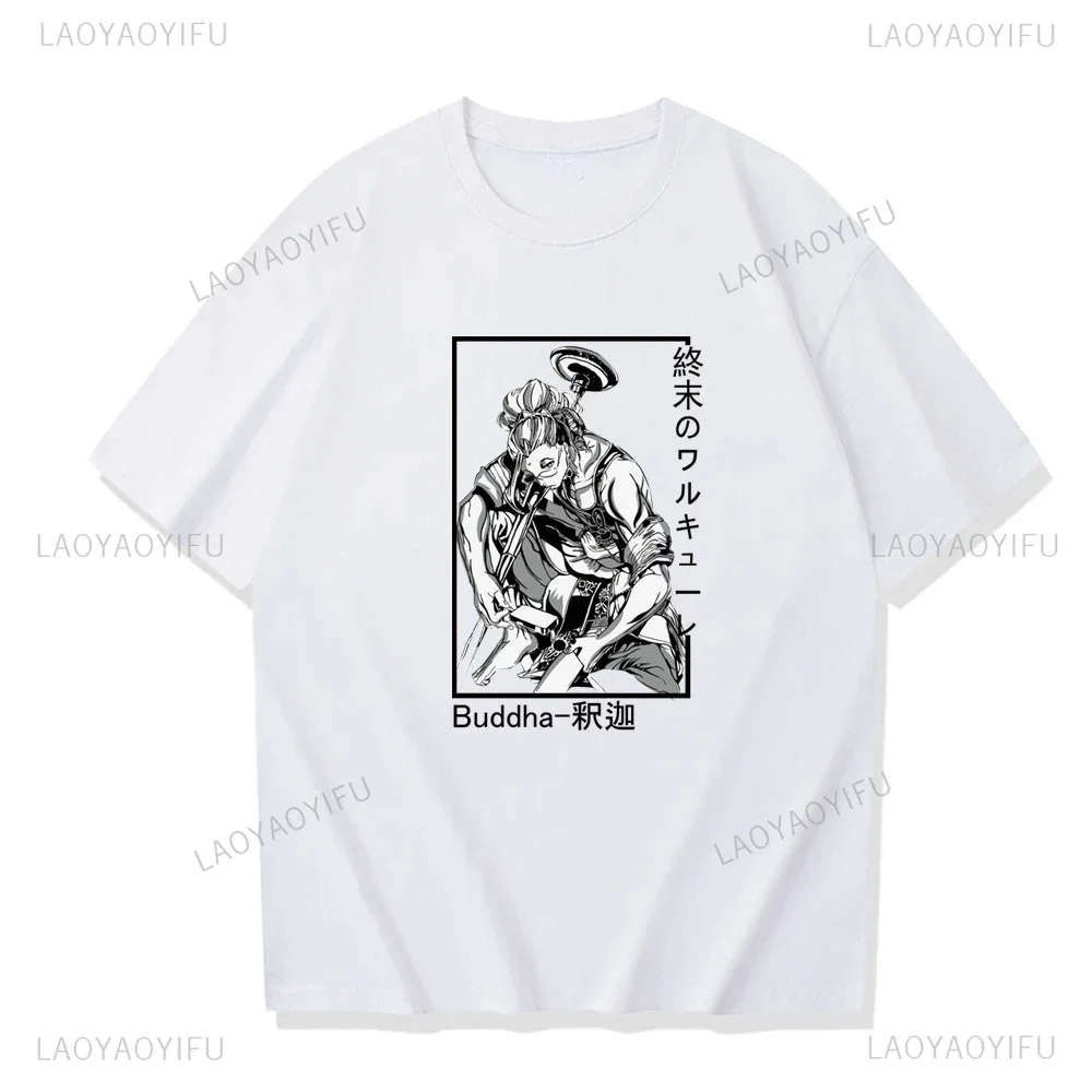 New Japan Anime Record of Ragnarok Buddha Print Male T-shirt Cotton Short Sleeve T Shirts Harajuku Men Clothing Streetwear Tee