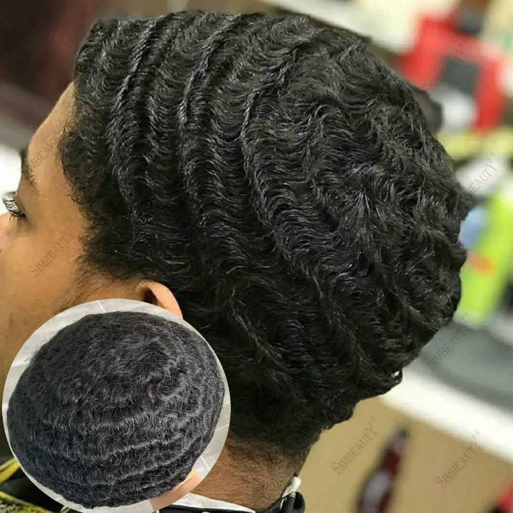 8 مللي متر/10 مللي متر 360 موجة عميقة شعر الإنسان الشعر المستعار غرامة أحادية NPU نظام استبدال الشعر البشري الهندي دائم الرجال الشعرية الاصطناعية #1