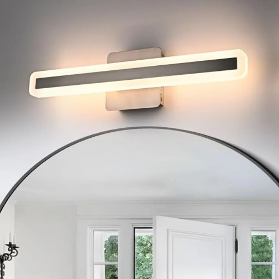 

Modern Bathroom Vanity Light Fixtures 15.7 Inch 20W Brushed Nickel LED Vanity Lights Over Mirror 5CCT Dimmable LED Wall Sconces