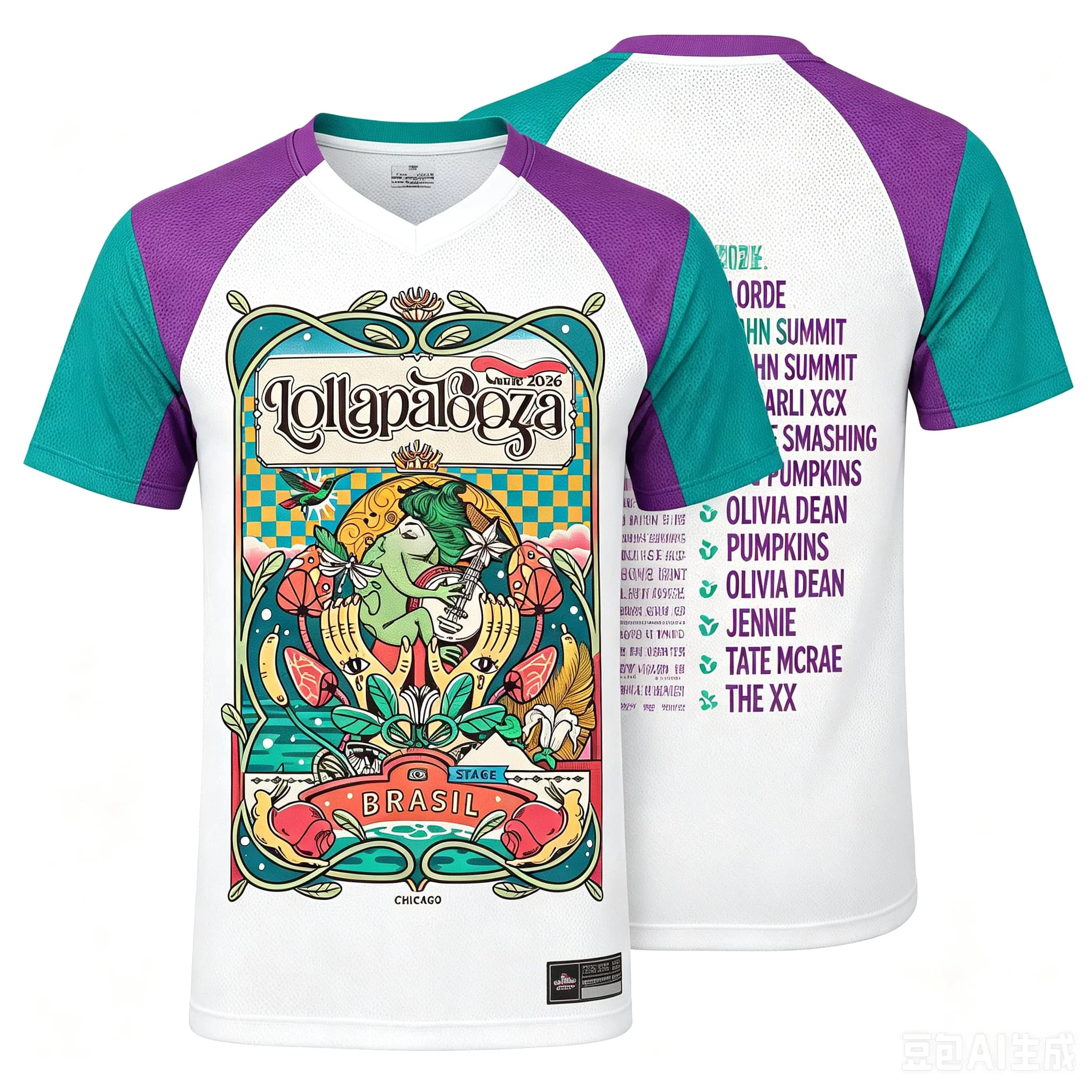 2026 New Chicago Lollapalooza Sports Jersey StyleT-Shirt Festival Concert Short Sleeve Tee for Men Women Family Matching Tees