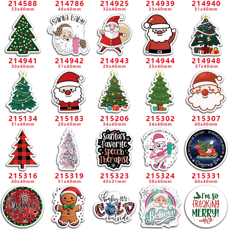 DIY Merry Christmas Tree Santa Printed Craft Supplies Sewing Accessories Planar Resins Mold 10 Pieces. PR-214588