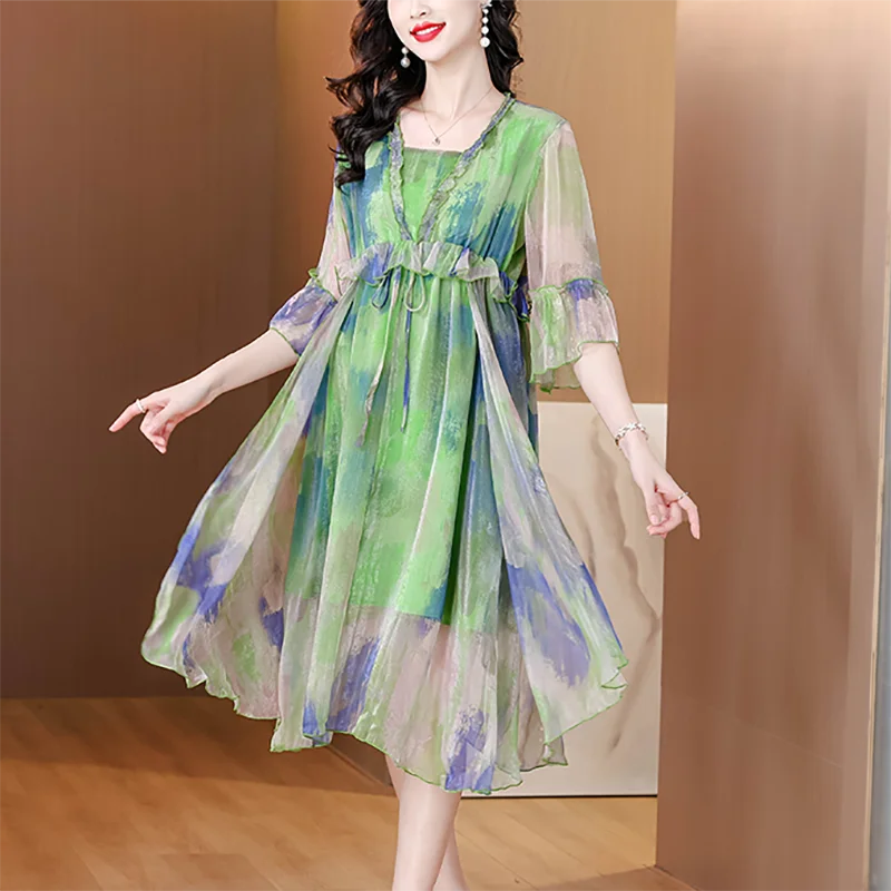 فستان بوهو ميدي فاخر مزين بالترتر لعام 2025 فساتين أنيقة غير رسمية للحفلات الليلية الصيفية للنساء من الشيفون فساتين ضيقة للشاطئ #1