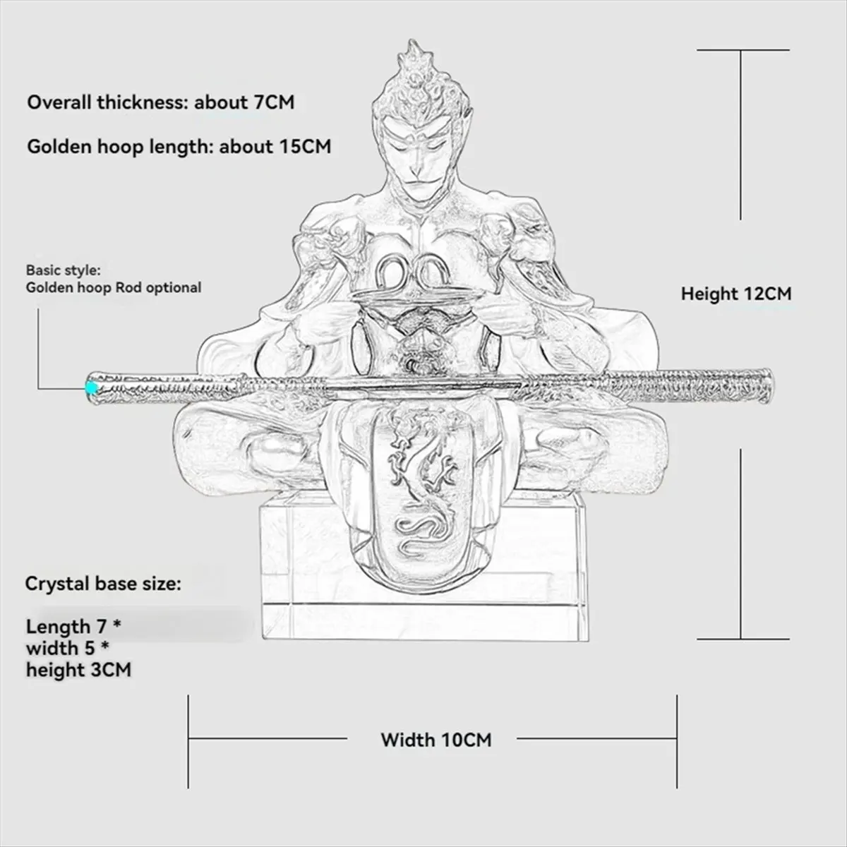 A32I Wukong Doll, Black Myth Wukong Statue, Wukong Action Figure, Monkey Ornaments Sculpture Office Car Decoration