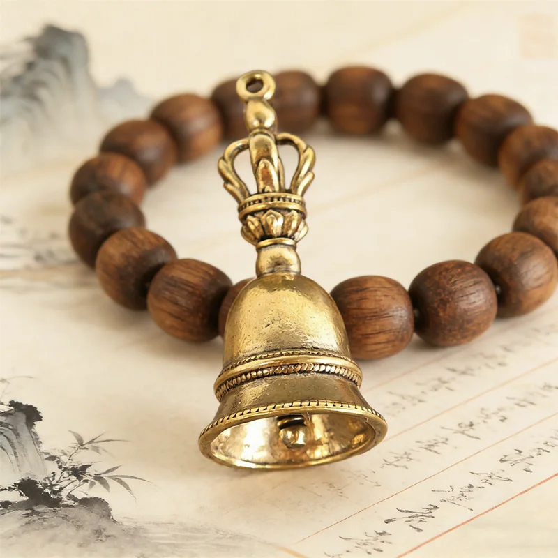 Antique Style Brass Bell for Decor Charming Pendant to Hang on Doors, Windows or as a Shelf Accent, Creates a Warm, Vintage Vibe