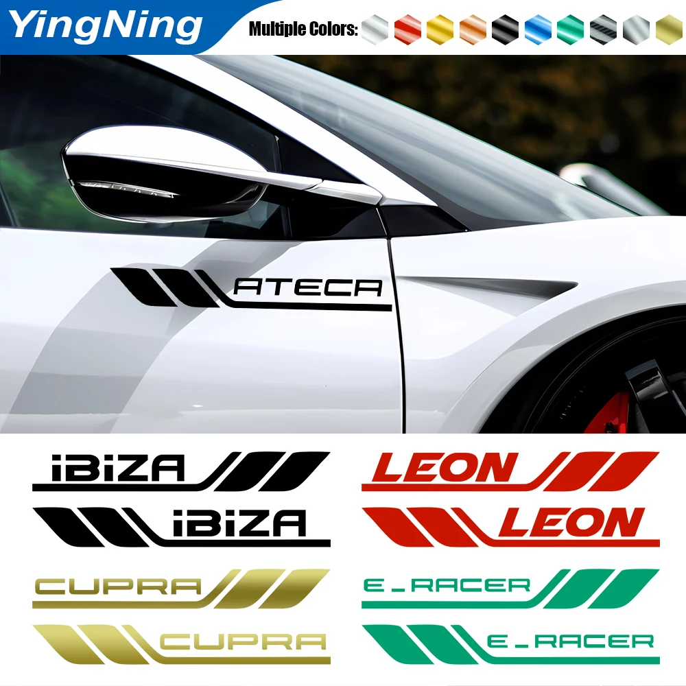 

2pcs Car Side Sticker Car Trim Door Vinyl Decal Sticker For Seat Leon Ibiza Cupra Altea Belt Racing FR E-RACER Auto Accessories