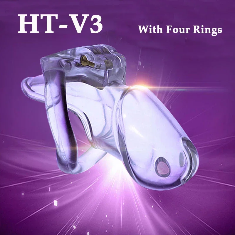 Mini Small HT-V3 Male Chastity Cage With Four Size Penis Ring Chastity Bondage Device Adult Erotic Sex Toy For Man Gay Sissy 18+