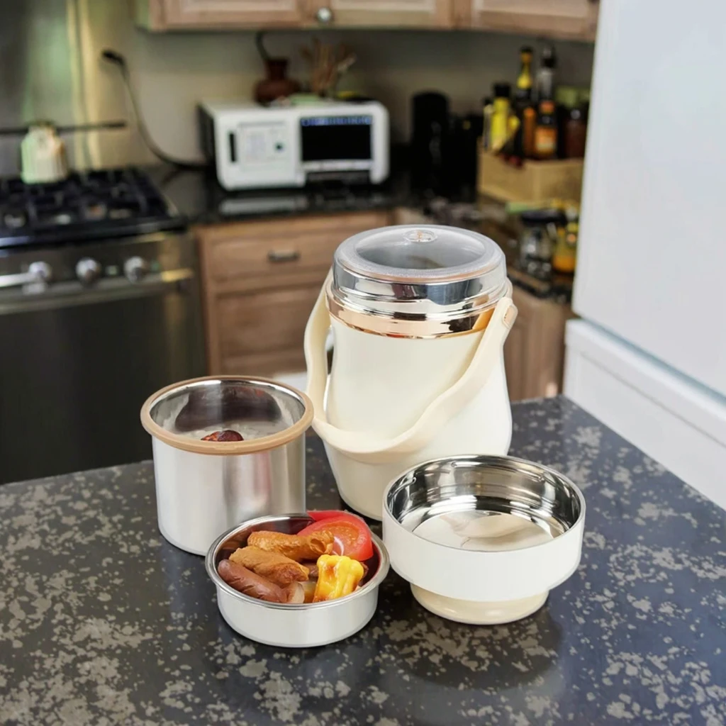 

Have stock 304 Stainless Steel Insulation Lifting Vacuum Simmering Lunch Box Portable Layered Insulation Bucket Bento Box