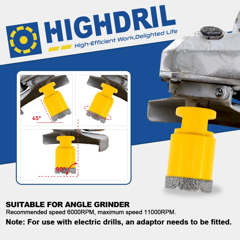 

HIGHDRIL Drilling Bit Kit Sets 5/8"-11 Thread Hole Saw Chamfer Milling Bit Tile Ceramic Marble Granite 25-100mm Cutting Disc