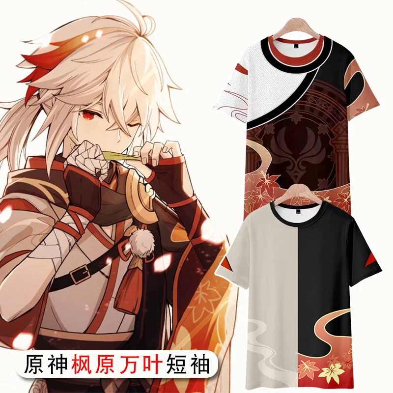 

Anime Genshin Impact Kaedehara Kazuha 3D T Shirt Women Men Harajuku Short Sleeve Oversized T-shirt Graphic Tees Cosplay Costume