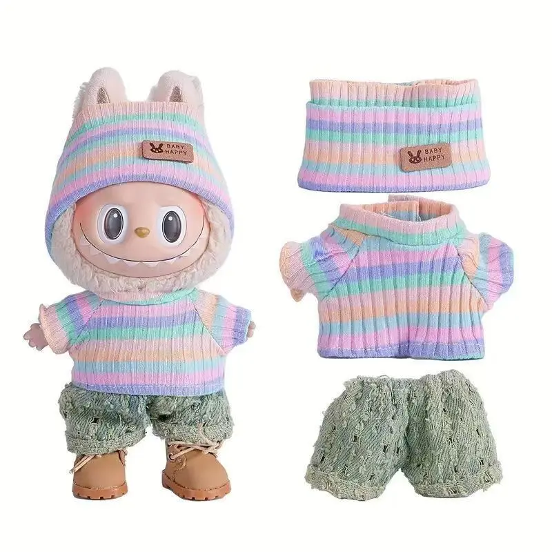 Modische Kleidung für 17 cm Labubu, 6,7 Zoll Puppenkleidung, Puppen und Accessoires, niedliche Dekoration, kleine Tücher (nicht Puppe)