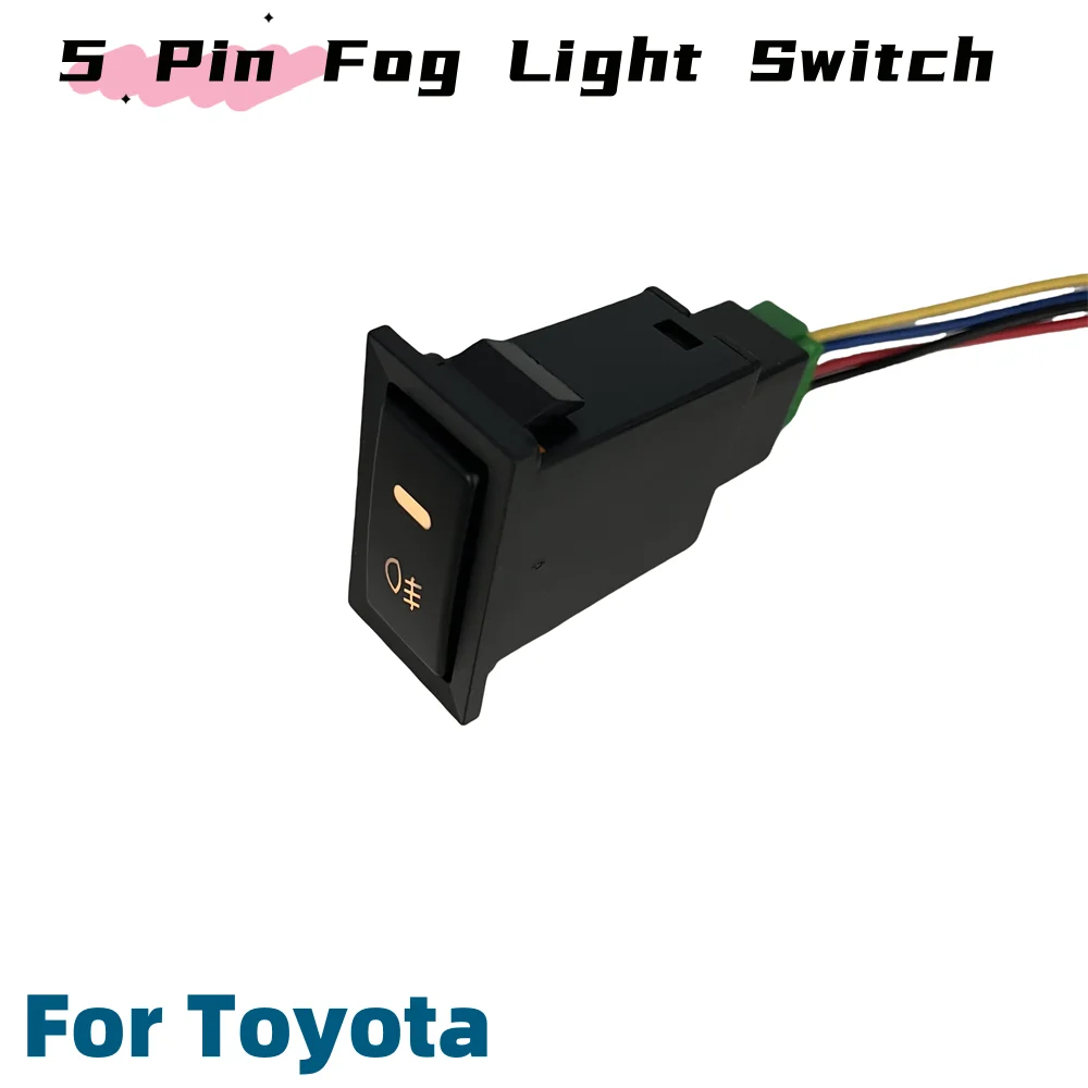 Best 12V 1Pcs 5-Pin ON-OFF Button For Toyota Camry Corolla RAV4 Land Cruiser 90 Highlander Lexus RX300 Fog Light Switch Orange