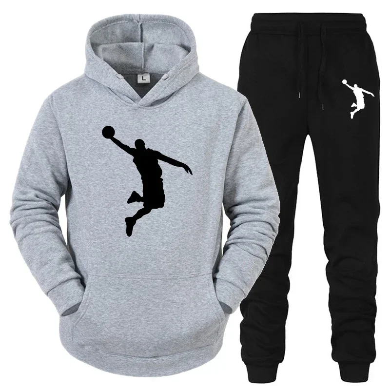 Mens Tracksuit Daily Fashion Casual Commuting Attire OutfitsHighQuality Print Hooded Sweatshirt Set Sports Jogging Clothing Suit