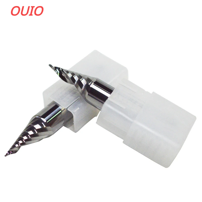 OUIO 1pc 12mm V Carving 1 Flute Spiral Carbide Engraving Bits Router Tools Grooving Milling Cutters for Metal