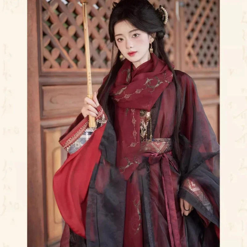 Vrouwen Cosplay Kostuum Oude Originele Hanfu vrouwen Wei Jin Oude Stijl Battle Robe Grote Vest Mulan Dezelfde Stijl Costume2025