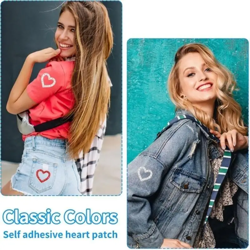 270D Artistic Rhinestones Heart Applique Beaded Crafts for Jeans Hat Scarf Curtain