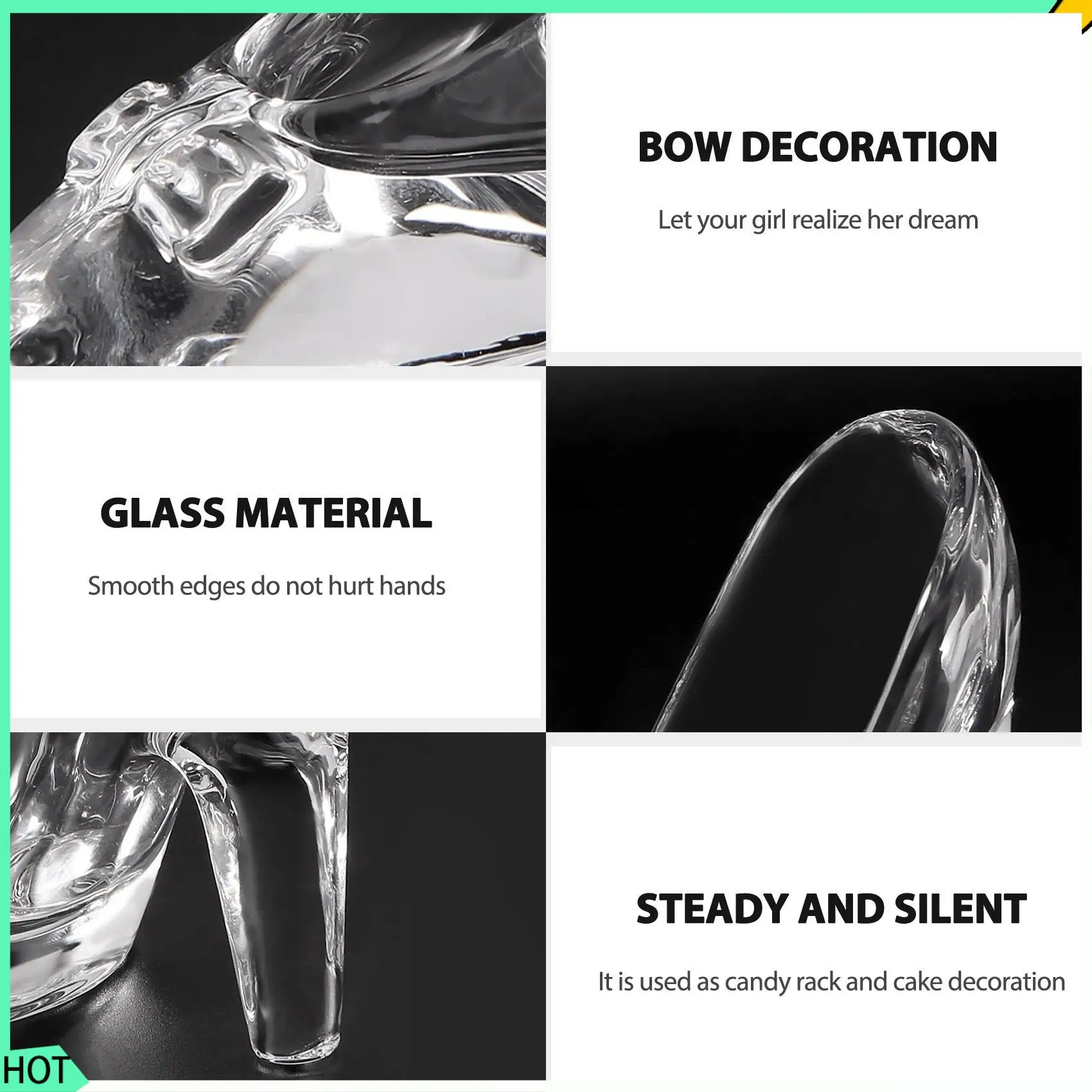 AWAH Crystal Shoes Glass Birthday Gift Home Decor Cinderella High-Heeled Shoes Wedding Shoes Figurines Miniatures Ornament