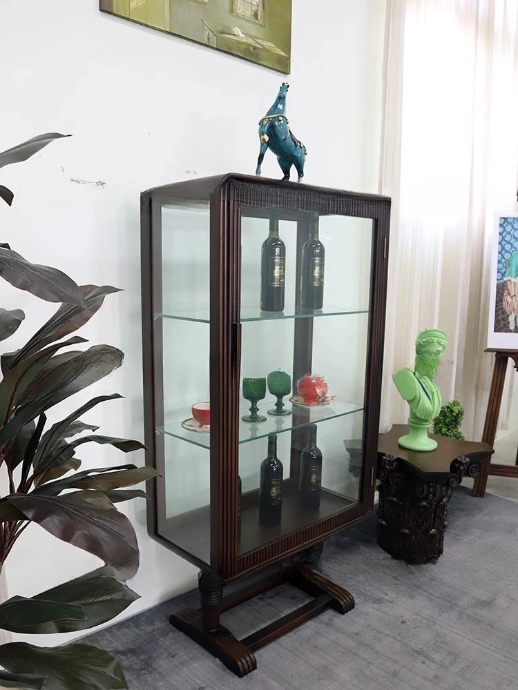 شنغهاي القديمة لسان الخشب الصلب وخزانة النبيذ الزجاجية نقر، والأزياء الكلاسيكية الرجعية العرض الحديث القديم، وخزانة جانبية بسيطة #5