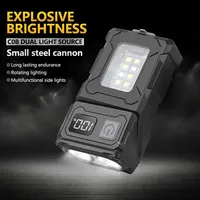 COB LED 1200mAh USB Rechargeable Flashlight Keychain Portable Camping Lantern Magnetic Torch Adjustable For Outdoor Warning Lamp