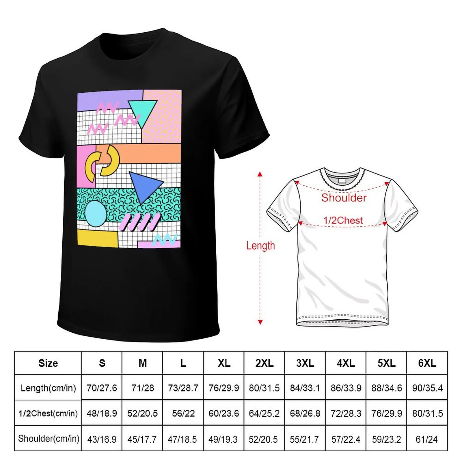 eighties pastel pink pattern T-Shirt Comfortable Work Wear Tee