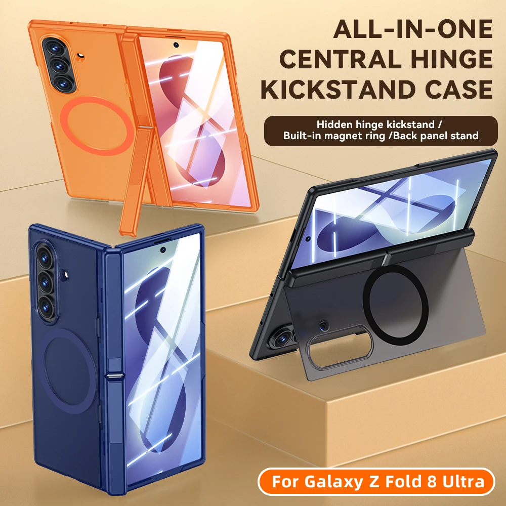 Matte for Magsafe Bracket Translucent Case for Samsung Galaxy Z Fold 8 Ultra fold8 Screen Film Protector Stand Frosted Cover