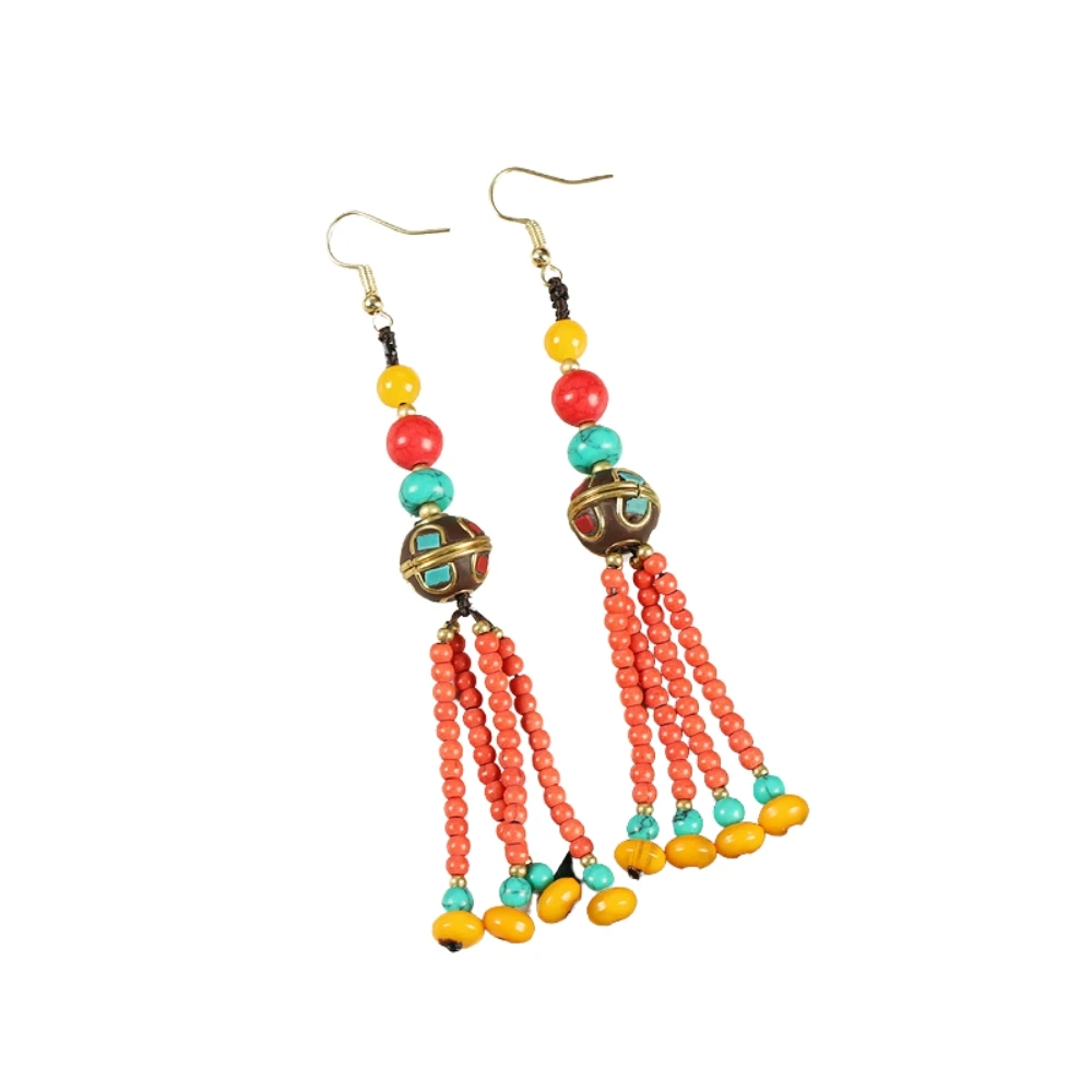 Original Design Nepal Tibetan Braided Earrings for Women Ethnic Style Long Tassel Drop Earring Tibet Exotic Retro Ear Accessory