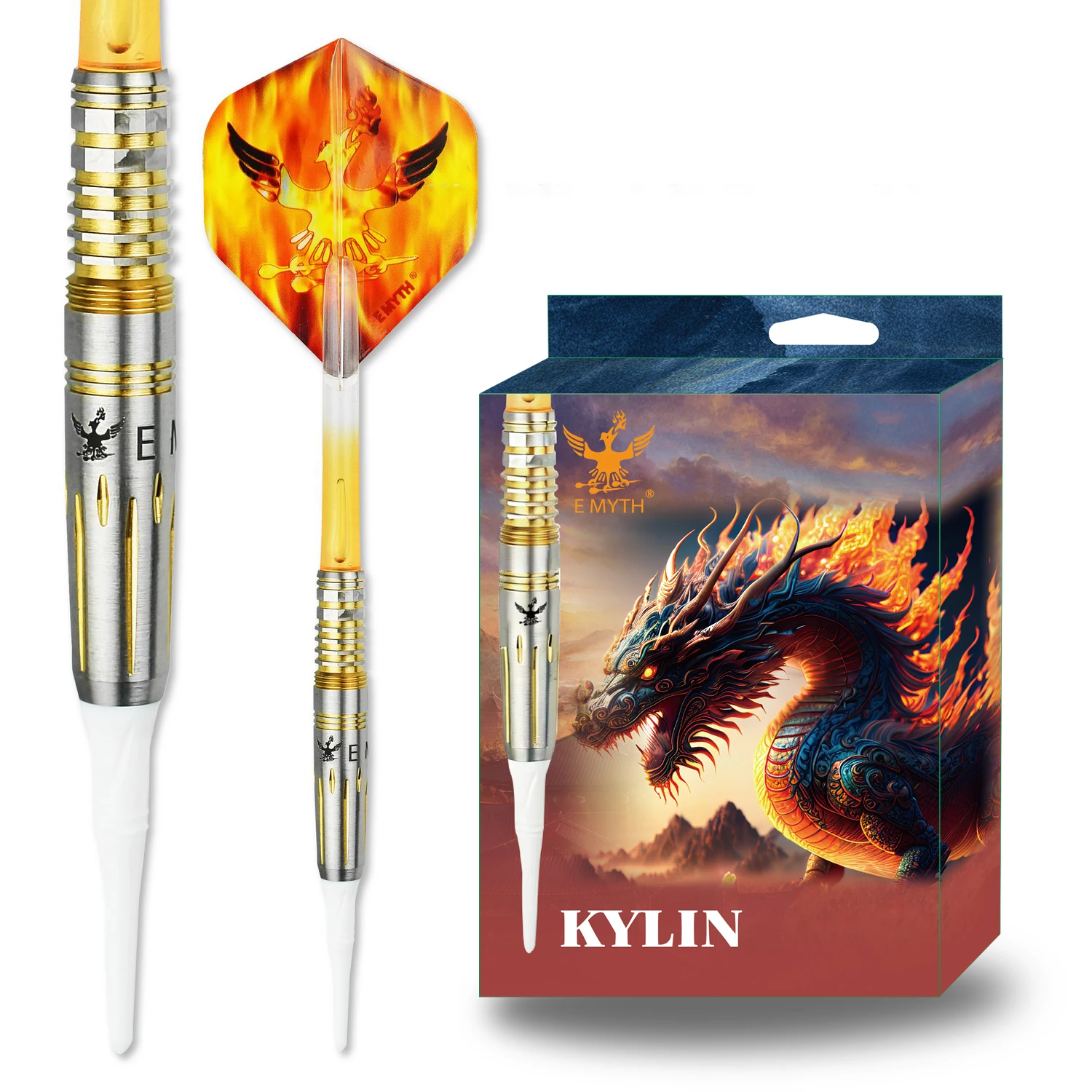 EMYTH Kylin Series 19g 2BA Point 90% Tungsten Dart Set for Competition and Play