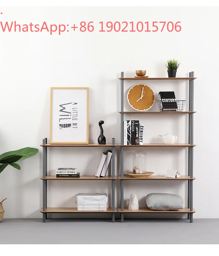 HXL Simple Bookshelf Combination Bedroom Study Shelf Floor-standing Storage Cabinet