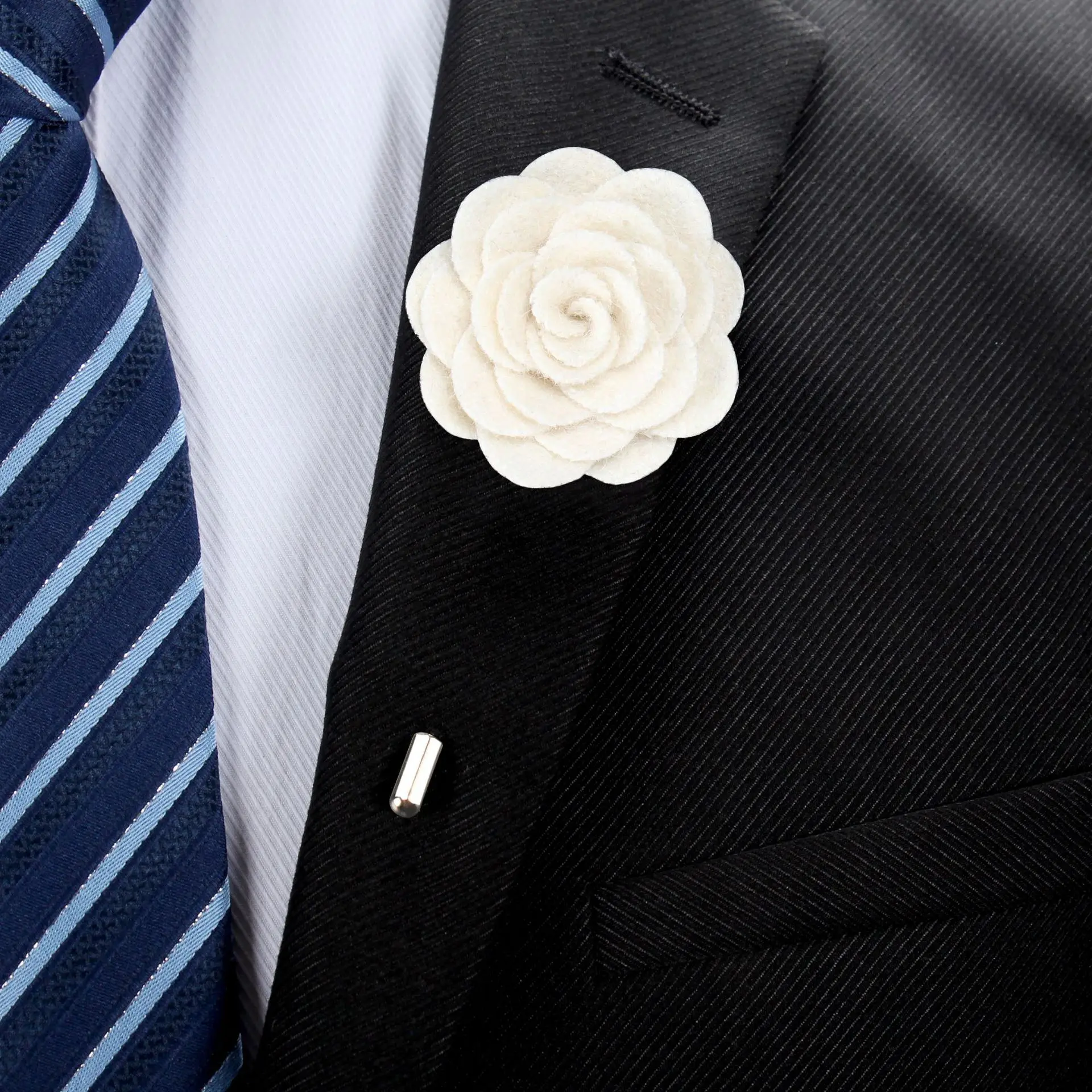 36 PCS/Lot, Men's Flower Lapel Pin, Handmade Wedding Boutonniere, Felt Rosette Lapel Brooch