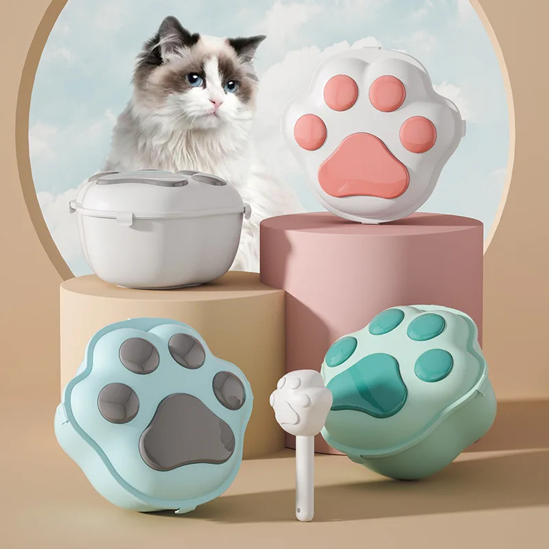 Pet Food Storage Bucket Large Dog Food Storage Bucket Cute Cat Scratch ShapeSeal Moisture Resistant Cat Food Storage Bucket