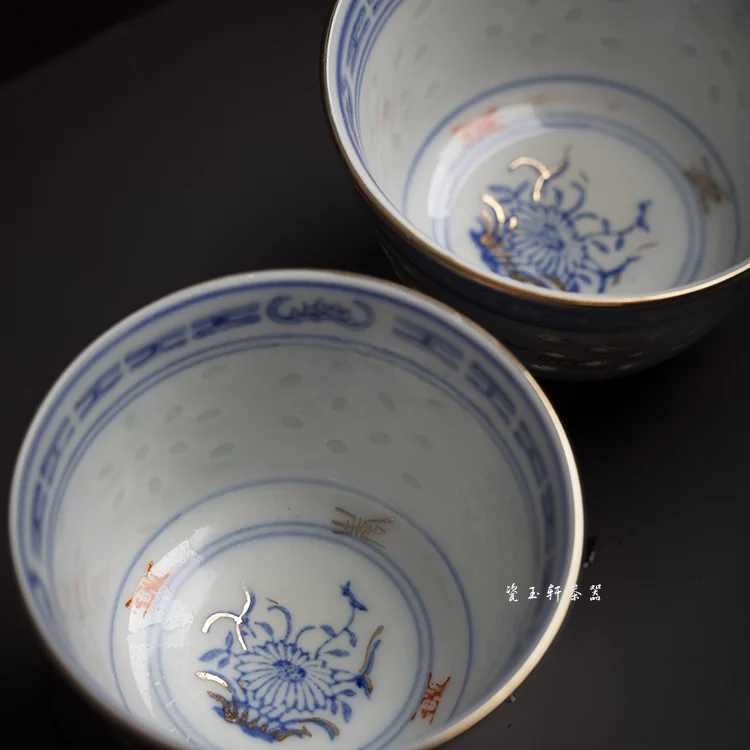 Jingdezhen Ceramic Tea Set Guangming Porcelain Factory With Colorful Blue And White Linglong Orchid Core Cup Chinese style Cup