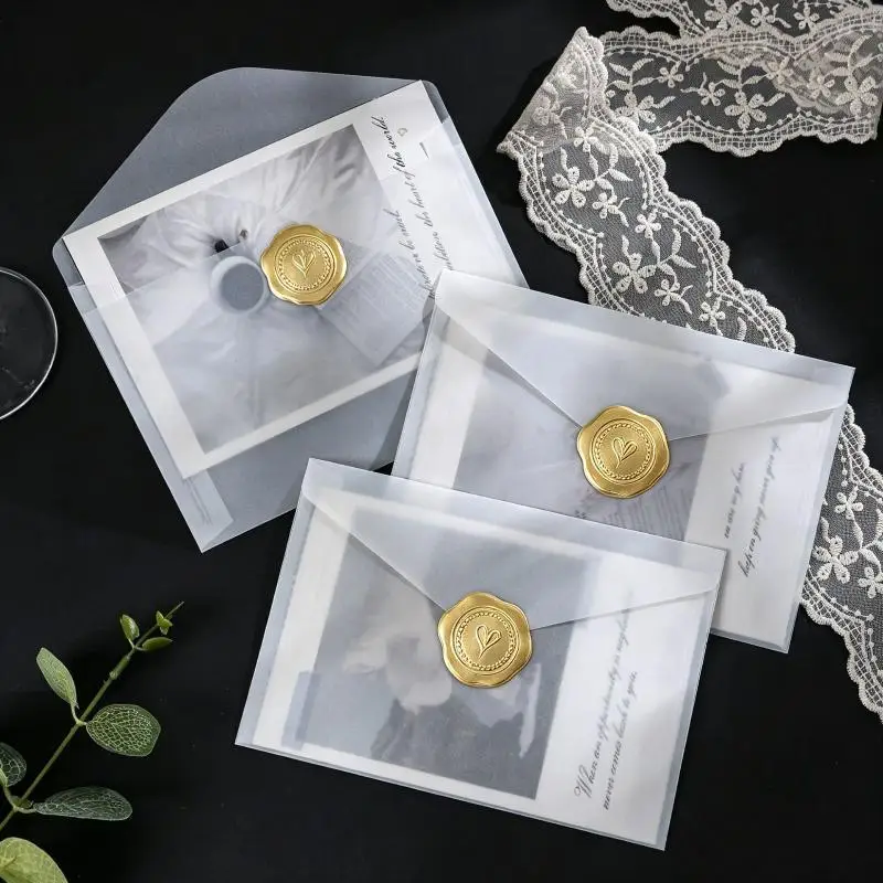 10Pcs/Lot Semi-transparent Sulfuric Acid Paper Envelopes For DIY Postcard Card Storage Wedding Invitation Gift Packing