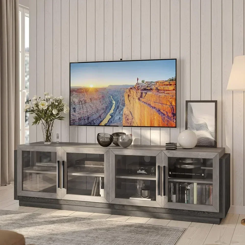 TV cabinet for TVs up to 75 inches, modern TV cabinets and entertainment centers with shelves, wooden living room TV cabinets