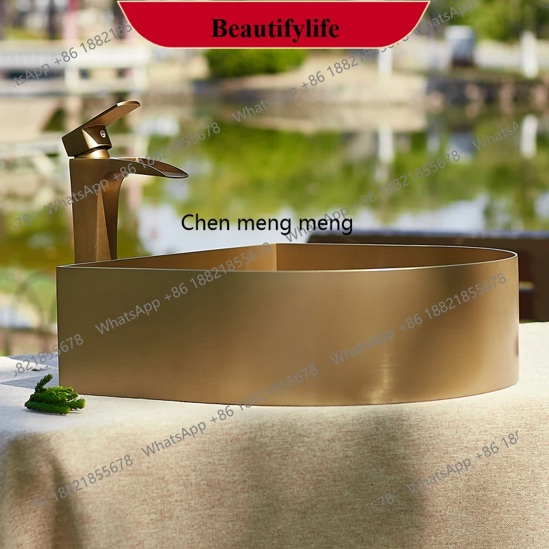 

E153 Настольная раковина для отеля из нержавеющей стали, старинная уличная раковина, бытовая круглая раковина для мытья лица, одинарная раковина